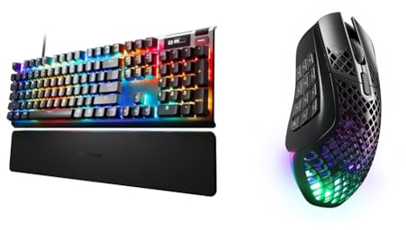 SteelSeries Apex Pro HyperMagnetic Gaming-Tastatur & Aerox 9 Wireless - RGB Gaming-Mouse mit Öffnungen in der Oberfläche