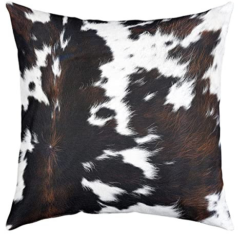 2Er Set Kissenhülle Modern Kissen Fall Süße Kissenbezüge Für Balkon Couch Zimmer Auto 45X45Cm Kuhfell Bedruckt – Bauernhaus-Rindsleder-Druck, Kuhfell – Rustikales Wildtier