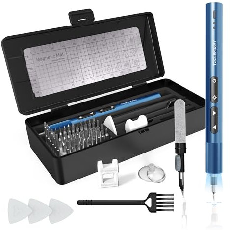 Set di cacciaviti elettrici 66 in 1, mini set di cacciaviti, cacciavite di precisione ricaricabile con 56 bit, pulitore per cuffie, set di cacciaviti per fotocamera (blu)