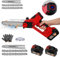 2-in-1 Mini Chainsaw Cordless 8 Inch & 6 Inch, Upgraded Electric Chainsaw Brushless with 2 Batteries 4.0Ah, LED Power Display, with Oiler System, Handheld Chainsaw for Garden Courtyard Cutting