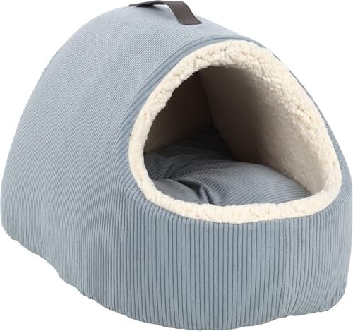 Flamingo Haustierbett Mila Blau – Weich, Bequem, 50x37x18 cm, Waschbar, rutschfest