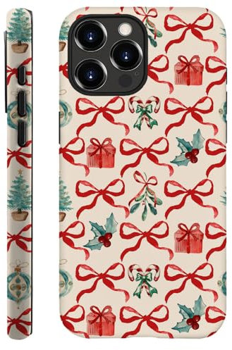 DAIZAG Case Compatible with for iPhone 14 Pro,Christmas Tree Ribbon Bow Phone Case for iPhone 14 Pro for Girl Women Boy Men