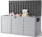 The Fellie Garden Storage Box with Wheels, 290L Lockable Outdoor Storage Box Waterproof, Plastic Garden Storage Box for Garden Tools, Cushions, Toys, 112x49x54cm, Dark Grey
