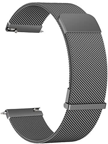 Metal Magnetic Watch Band,20mm/22mm Metal Watch Straps,Mesh Woven Quick Release Watch Strap Adjustable Stainless Steel Replacement with Two Magnetic Clasp,Smart Watch Wristbands (Space Gray, 22mm)