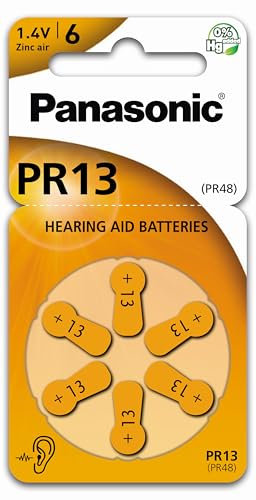 Panasonic PR13 Hörgerätebatterien, 30 Stück (5 x 6) orange, 1,4V Zink-Luft, PR48