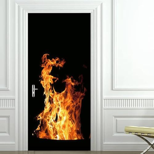 Türtapete Selbstklebend Feuer Türfolie Türposter 3D Fototapete Camping Türaufkleber Abnehmbar Tür Aufkleber Wandtattoo für Kinderzimmer Badezimmer 77x200 cm A/N826