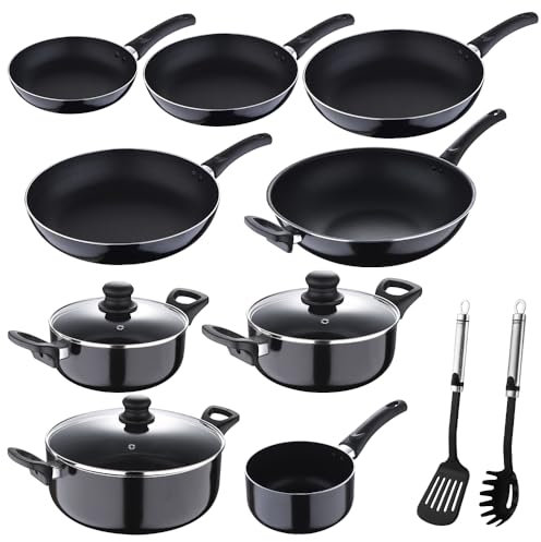 BERGNER batteria di pentole da cucina 14pz in alluminio con rivestimento antiaderente a 2 strati modello Vitro