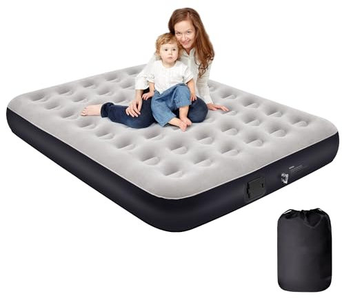 Kitxedas Air Bed Double with Built in Pump, Inflatable with JUST One-click, Electric Mattress Self Guest Bed for Camping/Home, 198x152x25cm