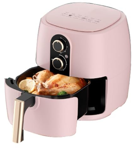 6l Grande Capacité Double Bouton Contrôle Précis de la Température 1350w Haute Puissance Trois Dimensions Circulation À Chaud Friteuse à Air Sans Huile Domestique (Couleur : Rose)