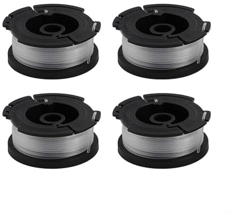 Fadenspulen-Set für Black and Decker Rasentrimmer inkl. 4 Spulen, Spulenkappe und Feder (4 x Fadenspule)