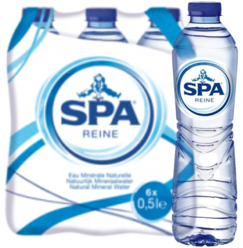 SPA Lot de 6 bouteilles d'eau minérale naturelle, silencieuse, idéale pour les déplacements, 500 ml
