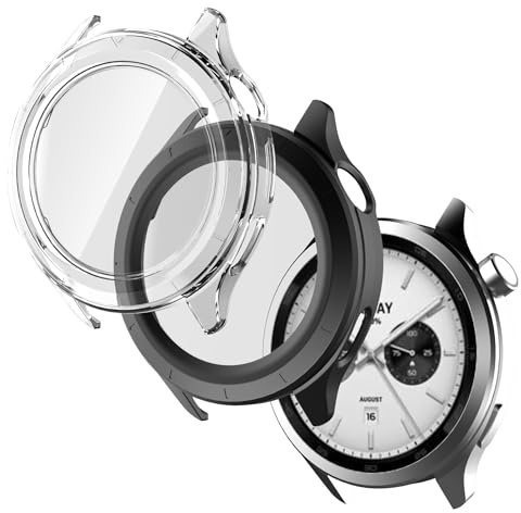 Pollachi [2 pezzi] Custodia in vetro temperato per Xiaomi Watch S4 (41 mm), copertura completa, impermeabile, policarbonato rigido, protezione completa, antigraffio, antiurto, pellicola protettiva