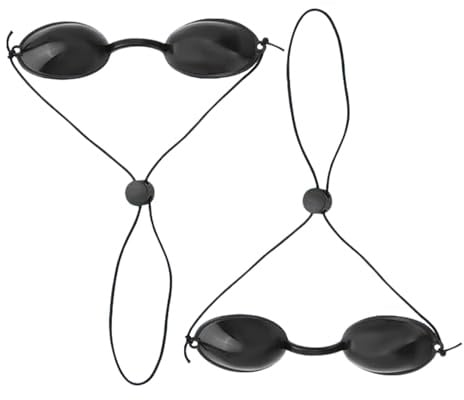 TRACOMPAN 2 Paar Sonnenliegen-Augenschutzbrillen – hochwertige schwarze Sicherheits-Sonnenbrille für Rotlicht, UV, IPL, LED-Licht, Sonnenbaden am Strand, bequeme Sonnenliegenbrille