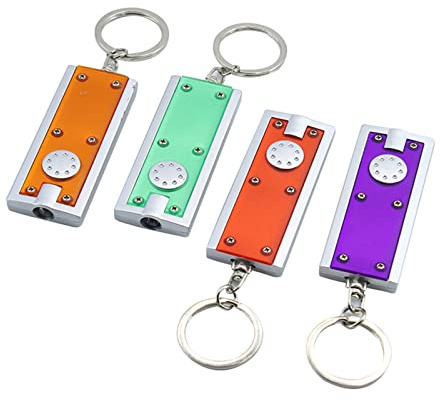 BUBEFSKD 4-Pieces Porte-clés Lumières LED Lampe de Poche Couleur Assortie Petites Torches Lumineuses Petite Poche Plate Légère