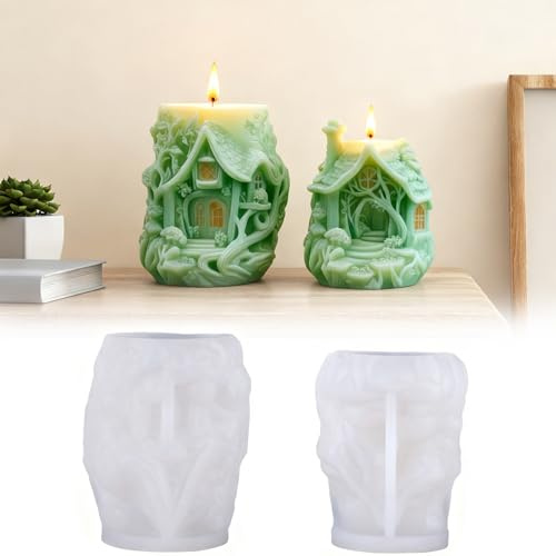 Kerzenform Silikon Weihnachten 3D Kerzenformen Gießform Silikon Gießformen Silikonform Kerzen Selber Machen Weihnachtsbaum Handwerk Ornamente für DIY Duftkerze selbstgemachte Kerzen (Haus-fangzi)
