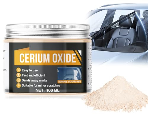 Cerium Oxide, Glaspolierpulver für Optisches Polieren, Ceriumoxid Polierpulver, Glaspolitur Gegen Kratzer im Glas, Glaspolitur Entfernt Mattierungen Kratzer von Autoscheiben Scheinwerfern Spiegeln