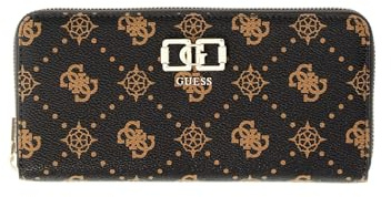 GUESS Geldbörse Emelie Logo SLG Zip Around Wallet Espresso Logo Dunkelbraun