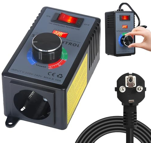 Variateur De Vitesse Pour Moteur 220V, HOVCEH Régulateur de tension 220V Puissance de crête 4000W, 10A Variateur de Vitesse pour Meuleuses D'angle,Souffleuses