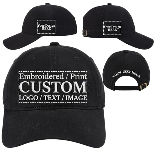 Jaleanigh Personalisierte Kappe bestickte/Bedruckte – Logo/Text/Bild Cap | Individuelle 4-seitige Baseballkappen Erwachsene Baumwolle verstellbare Größen: Standardköpfe(56-60cm) & großeKöpfe(60-65cm)