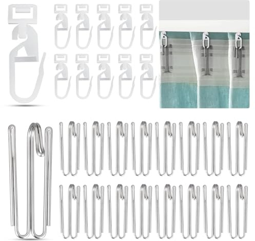 Fizdoqg 4 Zinken 80 Stück Edelstahl Gardinenhaken Gardinenröllchen Set | 40 Edelstahl Gardinen Faltenhaken 40 Gardinen Gleiter für Schiene, Vorhänge Haken für Dekoration Zubehör(5,8-7mm)