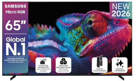 Samsung Smart TV 65 MRE65R85HATXZT Micro RGB 4K Vision Glare Free, HDR10+, Motion Xcelerator 144Hz, Dolby Atmos, Super Picture Enhancer, Vision AI, Alexa Built-in, PACCHETTO INTRATTENIMENTO, 2026