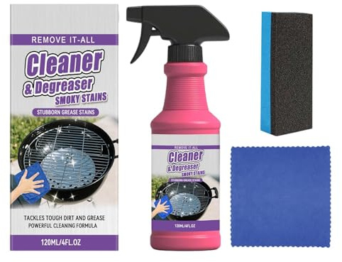 BBQ Grillreiniger | Vielseitiger starker Fettentferner 120ml - Küchenschrank-Reiniger - für Outdoor-BBQ-Öfen, Kochfelder, Arbeitsplatten, Roste, Entfernung von eingebrannten Speiseresten und