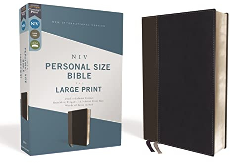 NIV, Personal Size Bible, Large Print, Leathersoft, Black, Red Letter, Comfort Print