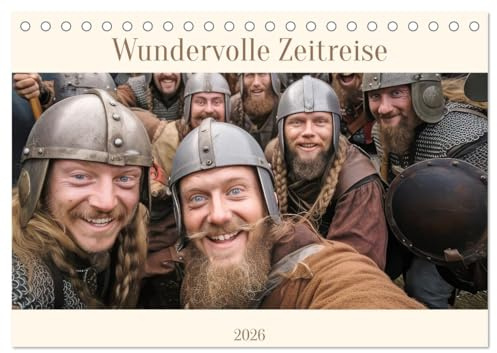 Wundervolle Zeitreise (Tischkalender 2026 DIN A5 quer), CALVENDO Monatskalender: Selfie Manie in den Zeitepochen (CALVENDO Spass)