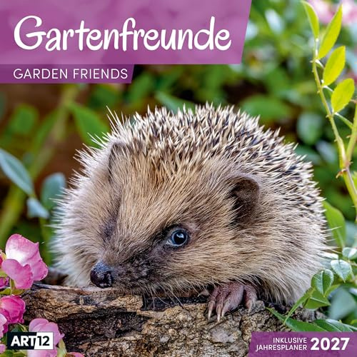 Gartenfreunde Broschürenkalender 2027 - 30x30 - Art12 | Niedlicher Tier-Kalender im schlanken Hochformat (aufgeklappt 30x60 cm) | Eintrage-Kalendarium