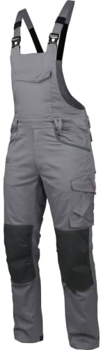 WÜRTH MODYF Arbeitslatzhose Stretch X - professionelle Arbeitshose für Herren - Latzhose mit Reißverschluss - in der Größe 110 in Grau