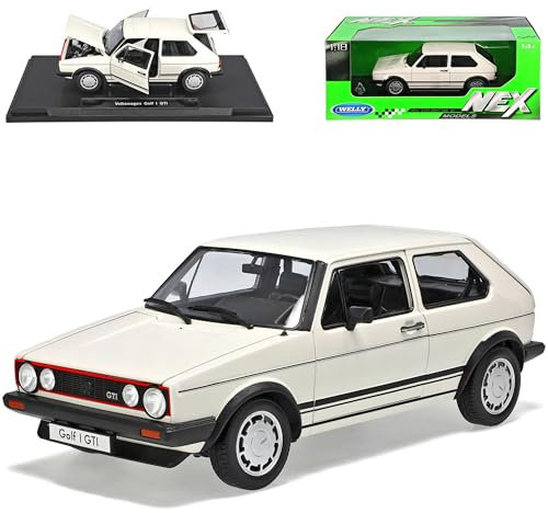 Welly Volkwagen Golf I GTI Weiss 3 Türer 1974-1983 1/18 Modell Auto mit individiuellem Wunschkennzeichen