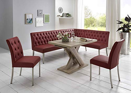 Beauty.Scouts Eckbankgruppe Oregon 4-teilig Tisch Wildeiche Dekor 140-178,5x90x75cm 2xStühle Eckbank 200x140x83cm VAR. aufbaubar Lederimitat Eckbankgruppe