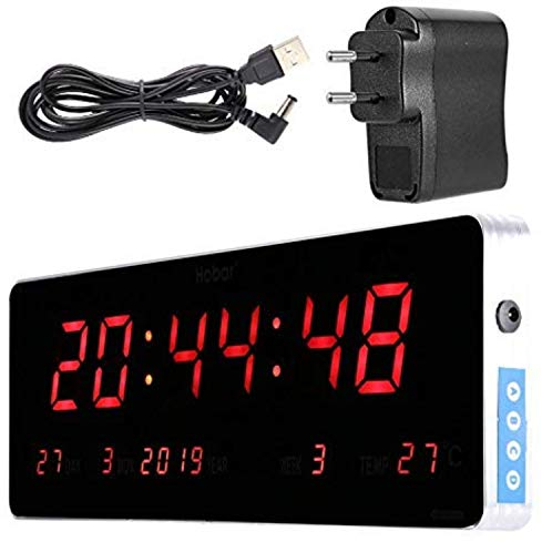 Jeffergarden Wanduhr Digitale Wand Außen Küchenwand Digitaluhr Led Kalenderuhr Temperatur Wanduhren für Wohnzimmer Eu-stecker 110-240 V (36 * 13 * 3cm-Kalendertemperatur Woche)