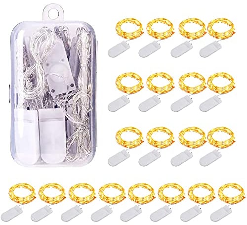 20 Stück LED Lichterkette mit Batterie 10 LEDs Mini Lichterkette Draht 3.3FT Klein Lichterketten mit Batterie 1M Lichterkette Warmweiß für Innen Außen Deko