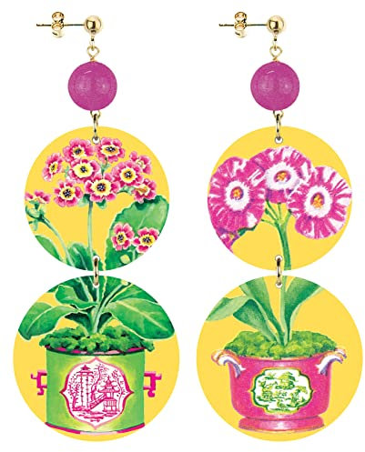 IN Lebole Colección The Circle - Pendientes de mujer de latón y piedra fucsia