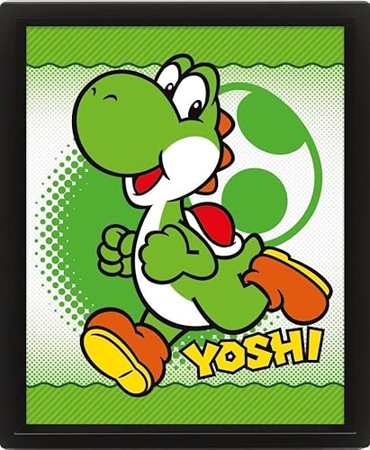 Pyramid International – Cadre lenticulaire 3d - Vrai effet de mouvement et de profondeur – Nintendo - Super Mario - Mario et Yoshi – Idée cadeau anniversaire - 25.5x20.5 – Licence officielle