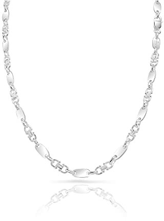 TAIPAN Plattenkette 6mm breit 60cm lang aus 925 Sterling Silber Plättchenkette Steigbügelkette (K137)