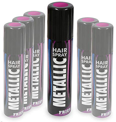WOOOOZY Farb-Haarspray Metallic für Verkleidungen, Karneval & Co., pink, 100ml