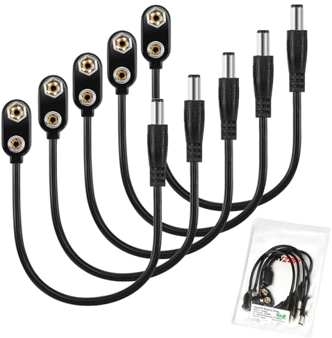 Chanzon UL Wires 9v Battery Power Supply DC Connector Holder Clip with 2.1mm x 5.5mm Male I type 5PCS for Arduino,LED Strip,Adapter Guitar