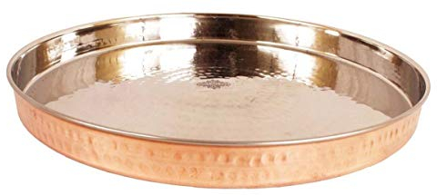 ABN Fashion Indischer Kupfer-Teller, traditionelles Thali-Geschirr, 33 cm