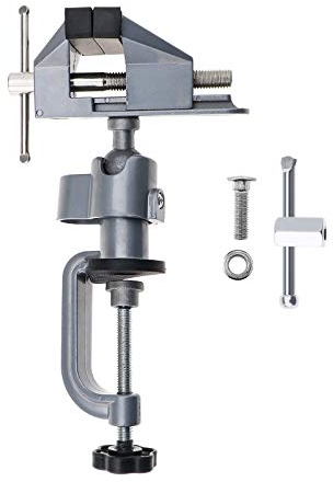 360° Universal-Schraubstock, Aluminiumlegierung, Mini-Tischklemme, Schraubstock, 70 mm, Gummi-Backen, Heimwerker-Werkzeug für Modellierung, Malerei, Kleben, Löten, Basteln