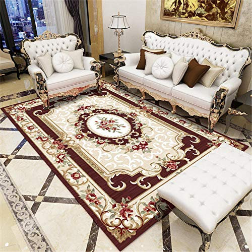 Xiaosua Tapis Carreaux De Ciment Beige Tapis de Salon Marron Beige Motif géométrique Floral Tapis Doux Anti-acariens Tapis Chambre Bebe Fille 40X60CM Moquette Exterieur Terrasse 1ft 3.7''X1ft 11.6''
