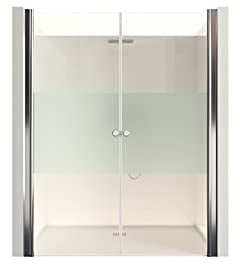 DURASHOWER Duschkabine Satinierter Mittelstreifen 195 cm x 105-110 cm x 6 mm | ESG | Nano