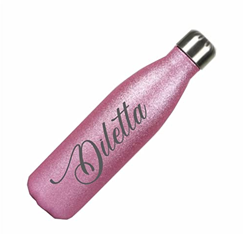 Generico Gourde personnalisable motif pailleté thermique en acier inoxydable de 500 ml (rose pailleté, 500 ml)