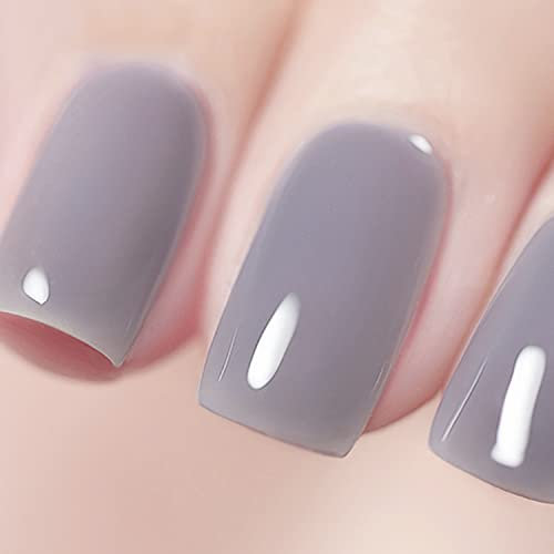 Vishine - Esmalte de uñas de gel semipermanente, 15 ml, efecto cristal, color gris claro, transparente, gel de uñas led o UV, gris translúcido (15)