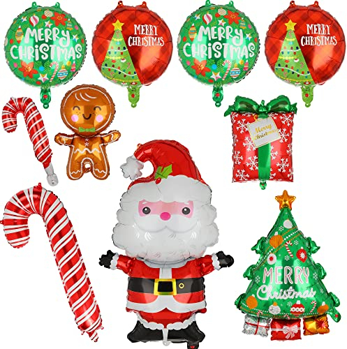 Big Eye Owl Weihnachten Dekoration Kit Rot und Grün Mylar Luftballon Party Deko Lieferungen Zuckerstange Weihnachtsmann Weihnachtsbaum Frohe Weihnachten Weihnachts Folienballon Set