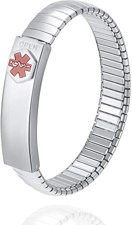 EnerCoppeX SOS Medical Alert Braccialetto in acciaio inossidabile personalizzato per le emergenze mediche per consentire a tutte le persone di viaggiare quotidianamente in caso di urgenza (18CM)