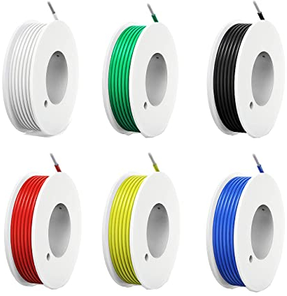 HUAZIZ 22AWG Elettrico Filo(6 Diverse Bobine di 10 Metri Colorate) 22 Gauge Jumper Filo Gancio Kit Filo, per RC modello, lampade, elettrodomestici, metri Ect