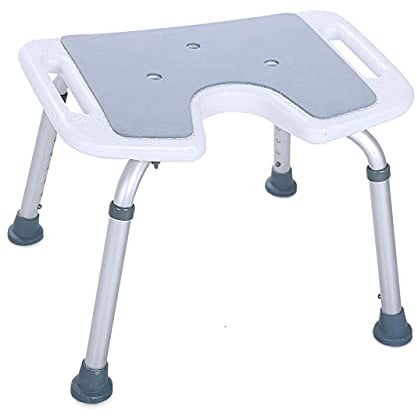 Akriva Komfort-Duschsitz mit Hygieneausschnitt - höhenverstellbarer Duschhocker - rutschfest, stabil und komfortabel - Leichter Badhocker - Duschsitz für Dusche (Hygiene Komfort)