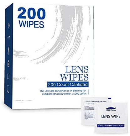 Eyeglasses Cleaner Lens Cleaning Wipes-200 Individual Wrapped Pre-Moistened Glasses Cleaning Wipes | Suitable for Glasses, Sunglasses, Phones, Camera Lense, Computer Screen | Quick-Dry, Streak-Free